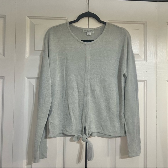 Barefoot Dreams Gray Grey Long Sleeve Tie Front Sweater Top Size Small Soft - Picture 3 of 7